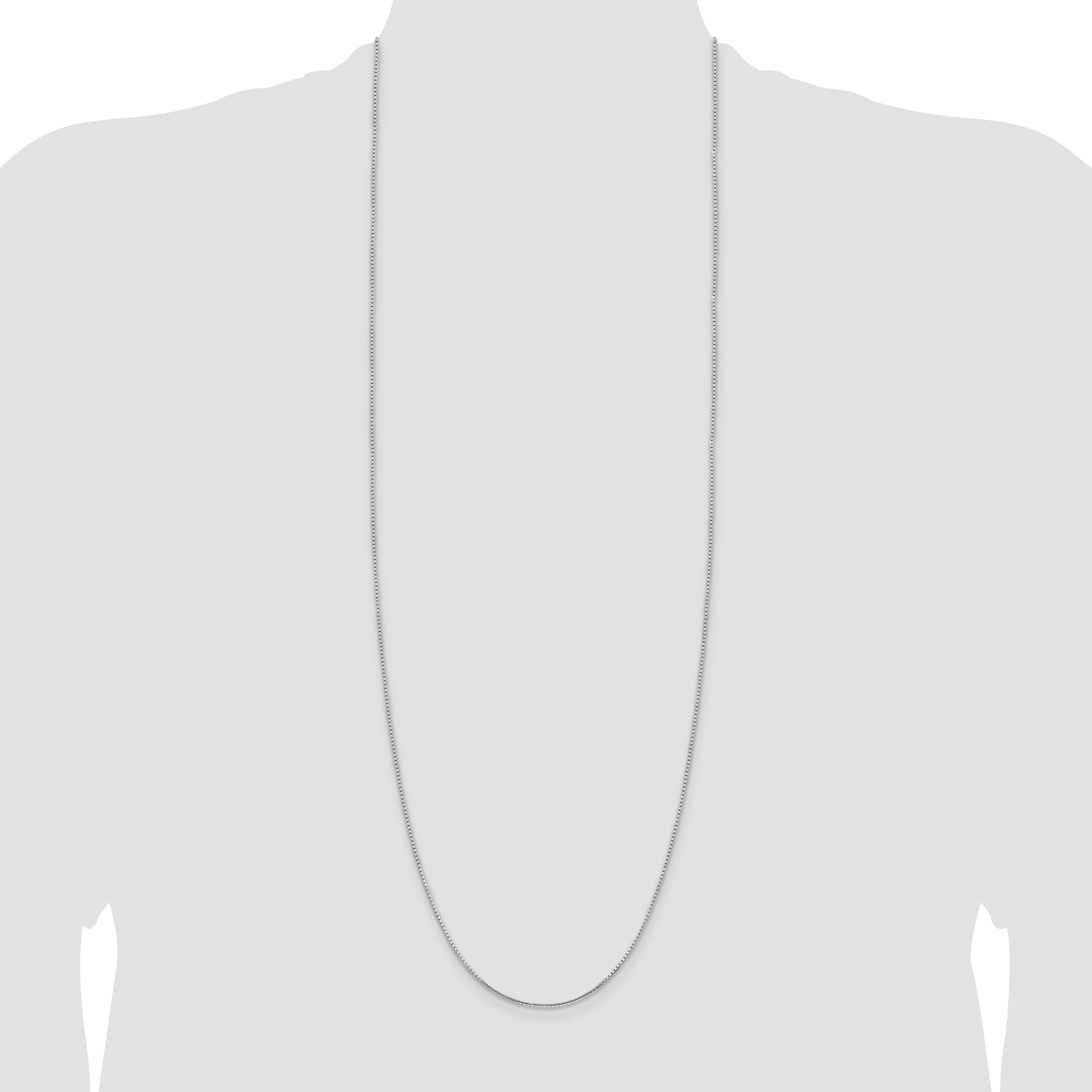 36 Inch Sterling Silver 1.25mm 8 Sided Diamond-Cut Box Chain Necklace