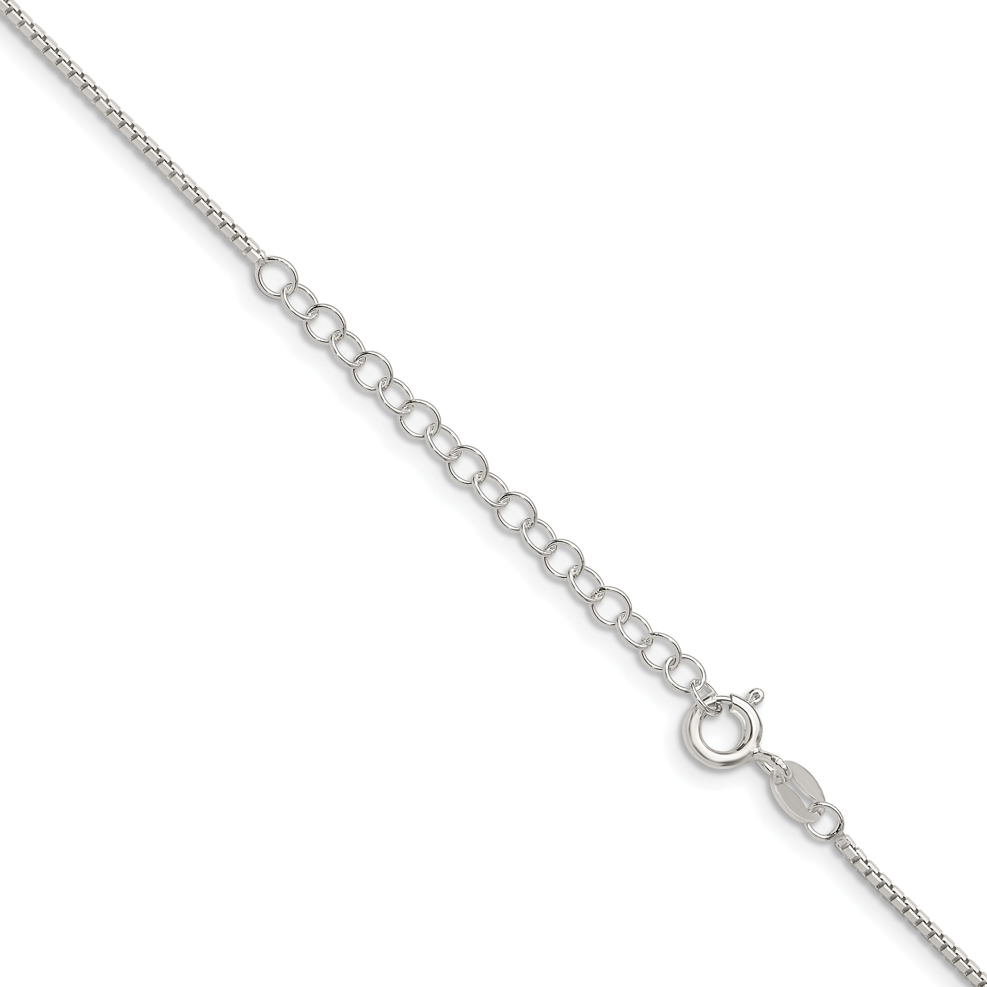 18 Inch Sterling Silver 1.25mm 8 Sided Diamond-Cut Box Chain W/2In Ext.