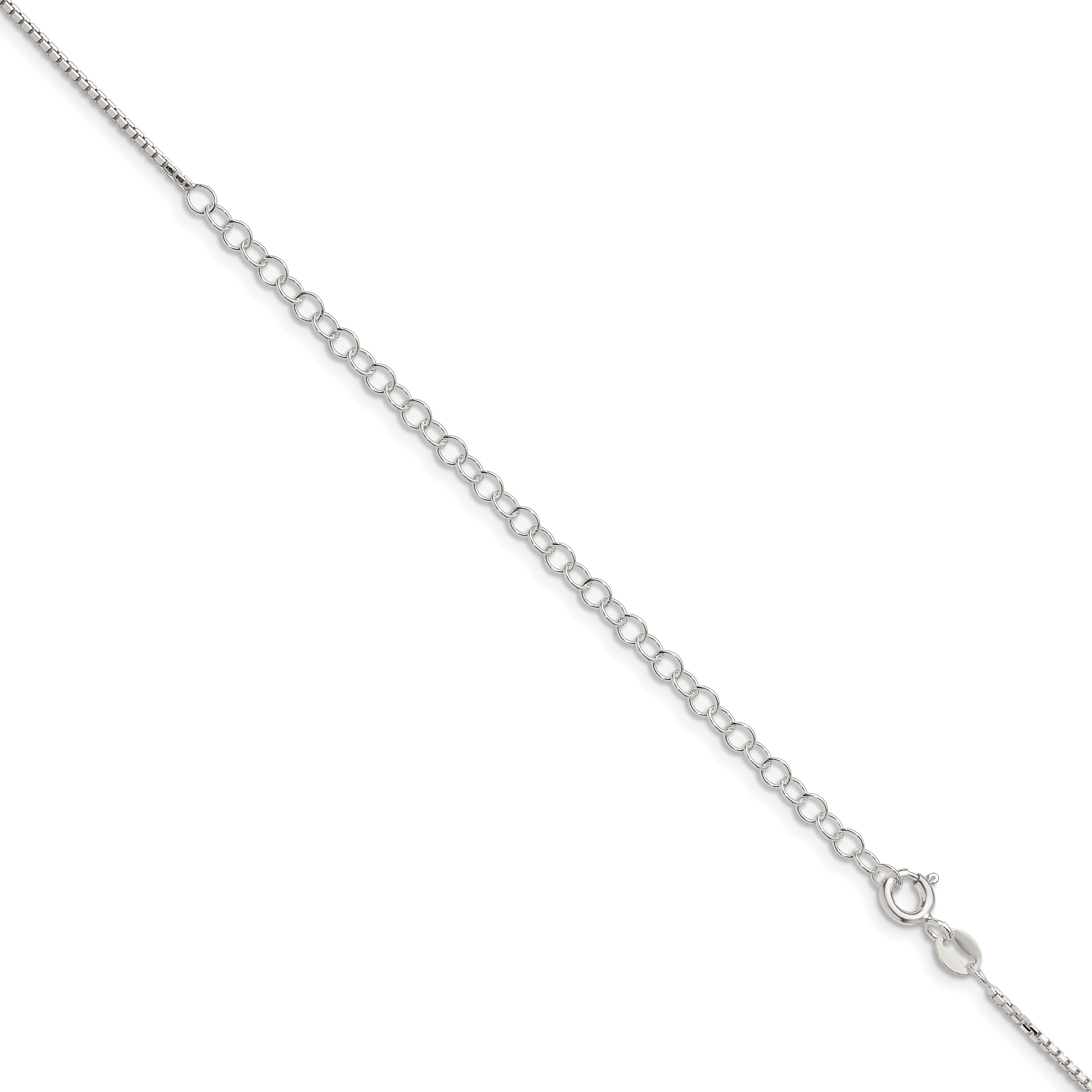 22 Inch Sterling Silver 1.25mm 8 Sided Diamond-Cut Box Chain W/4In Ext.