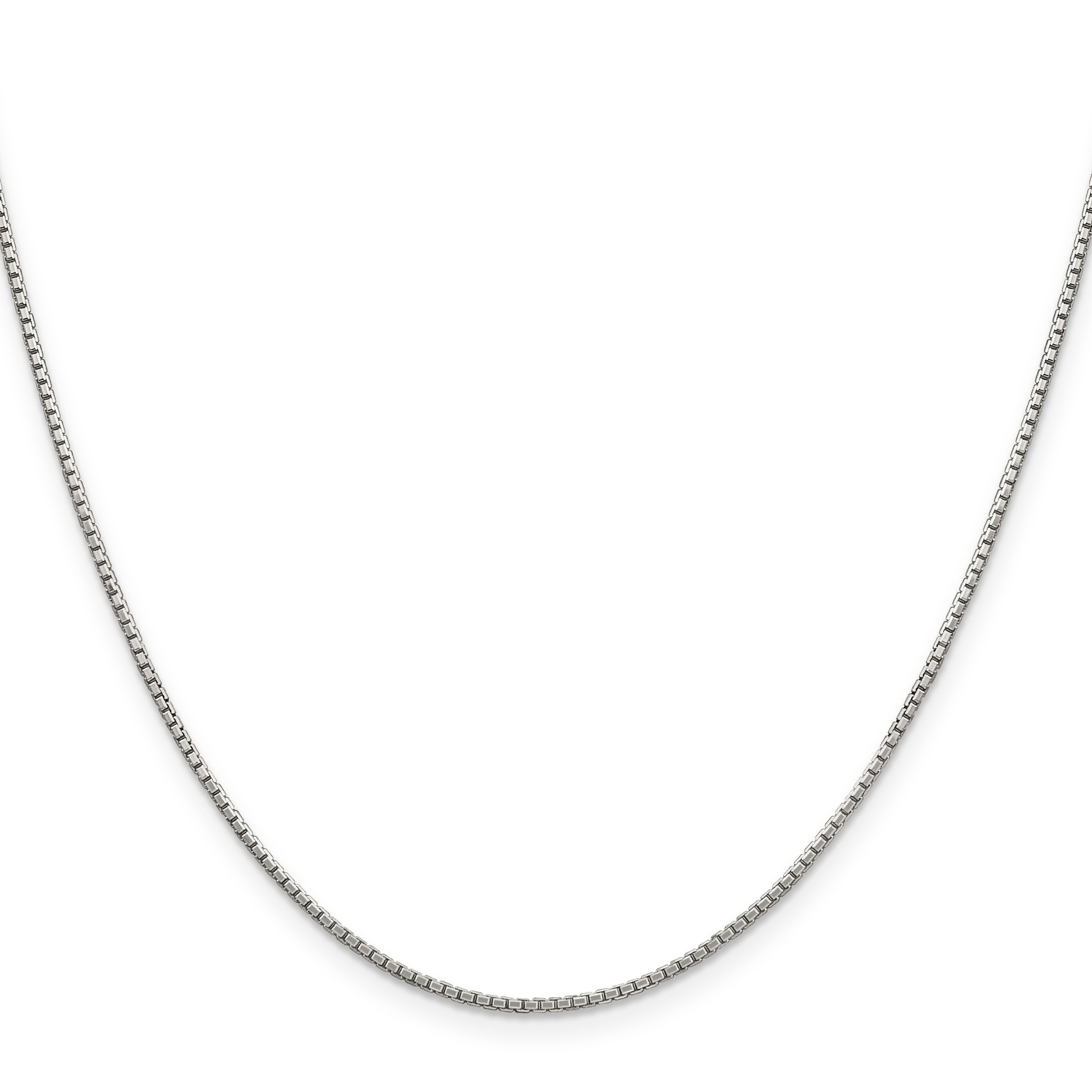 18 Inch Sterling Silver 1.35mm 8 Sided Diamond-Cut Box Chain W/2In Ext.