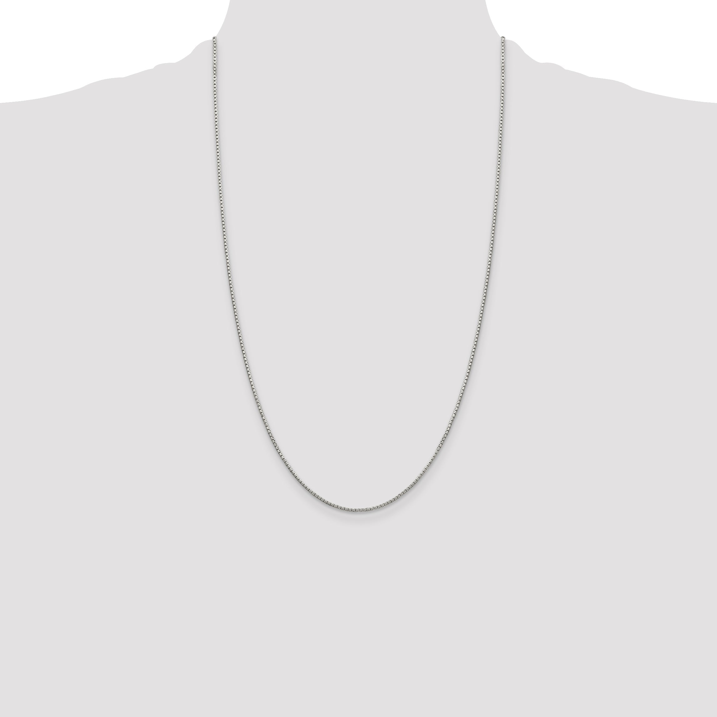 26 Inch Sterling Silver 1.35mm 8 Sided Diamond-Cut Box Chain Necklace