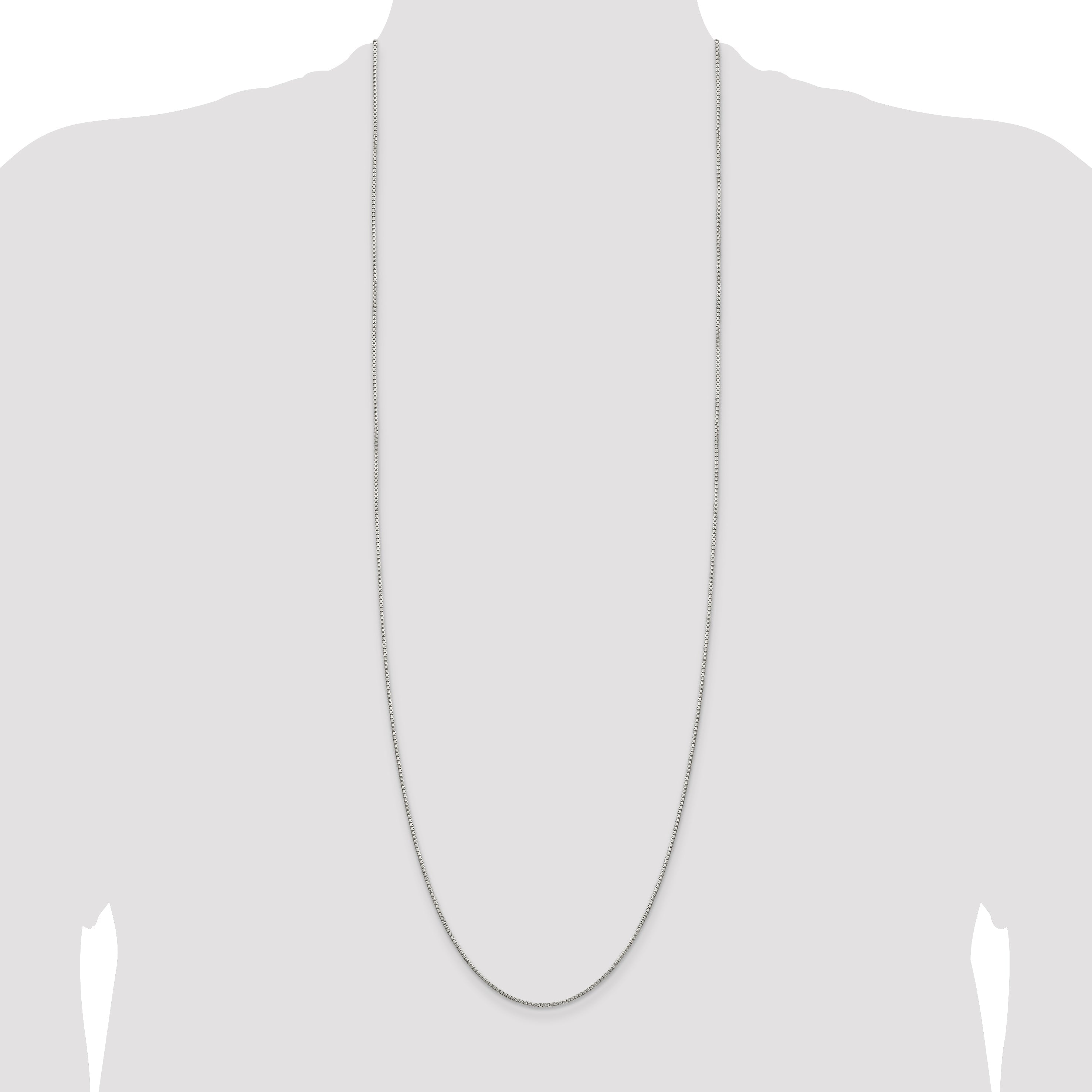 36 Inch Sterling Silver 1.35mm 8 Sided Diamond-Cut Box Chain Necklace