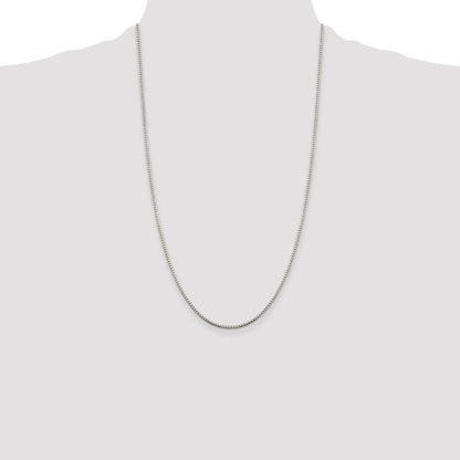 26 Inch Sterling Silver 1.5mm 8 Sided Diamond-Cut Box Chain Necklace