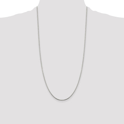 28 Inch Sterling Silver 1.5mm 8 Sided Diamond-Cut Box Chain Necklace