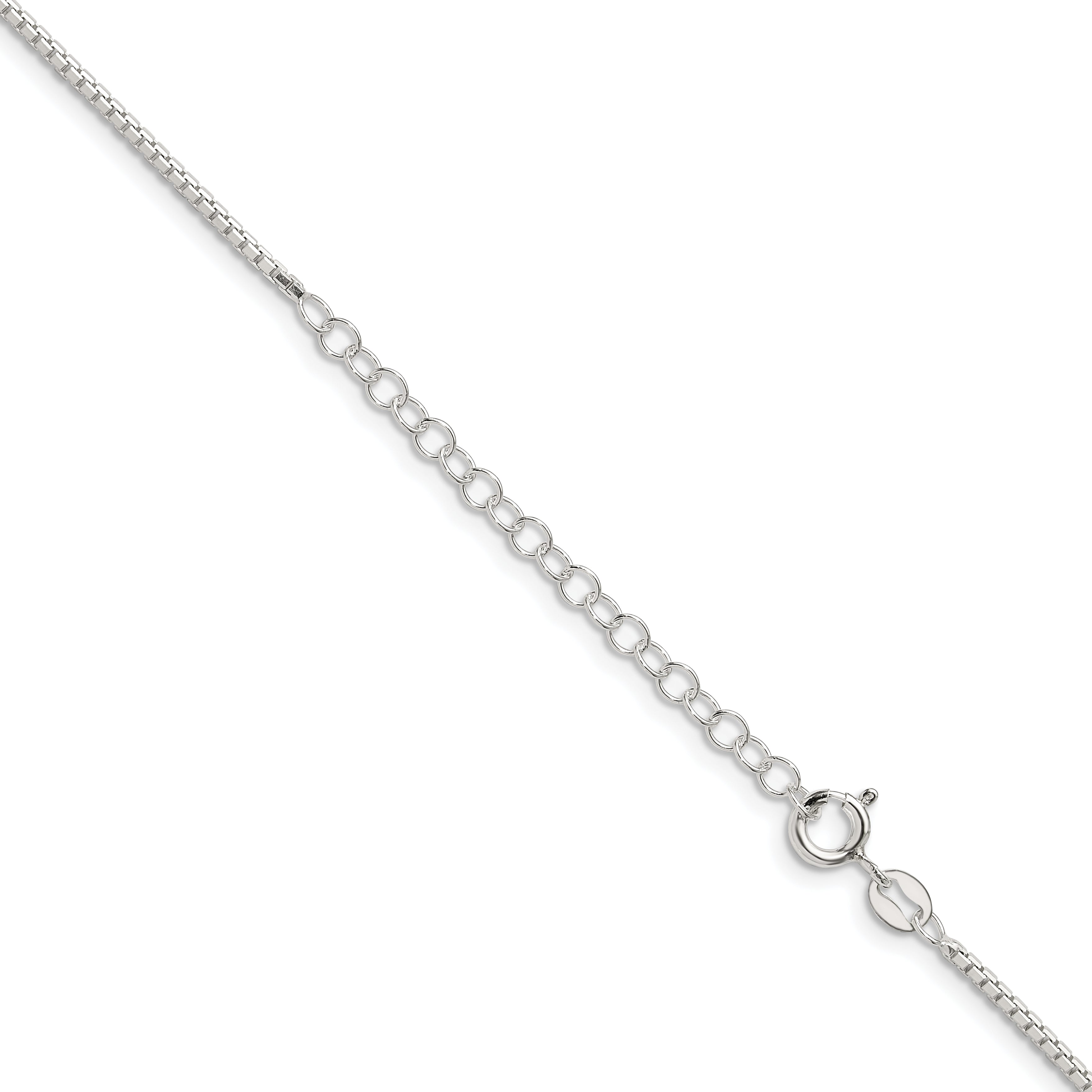 18 Inch Sterling Silver 1.5mm 8 Sided Diamond-Cut Box Chain W/2In Ext.