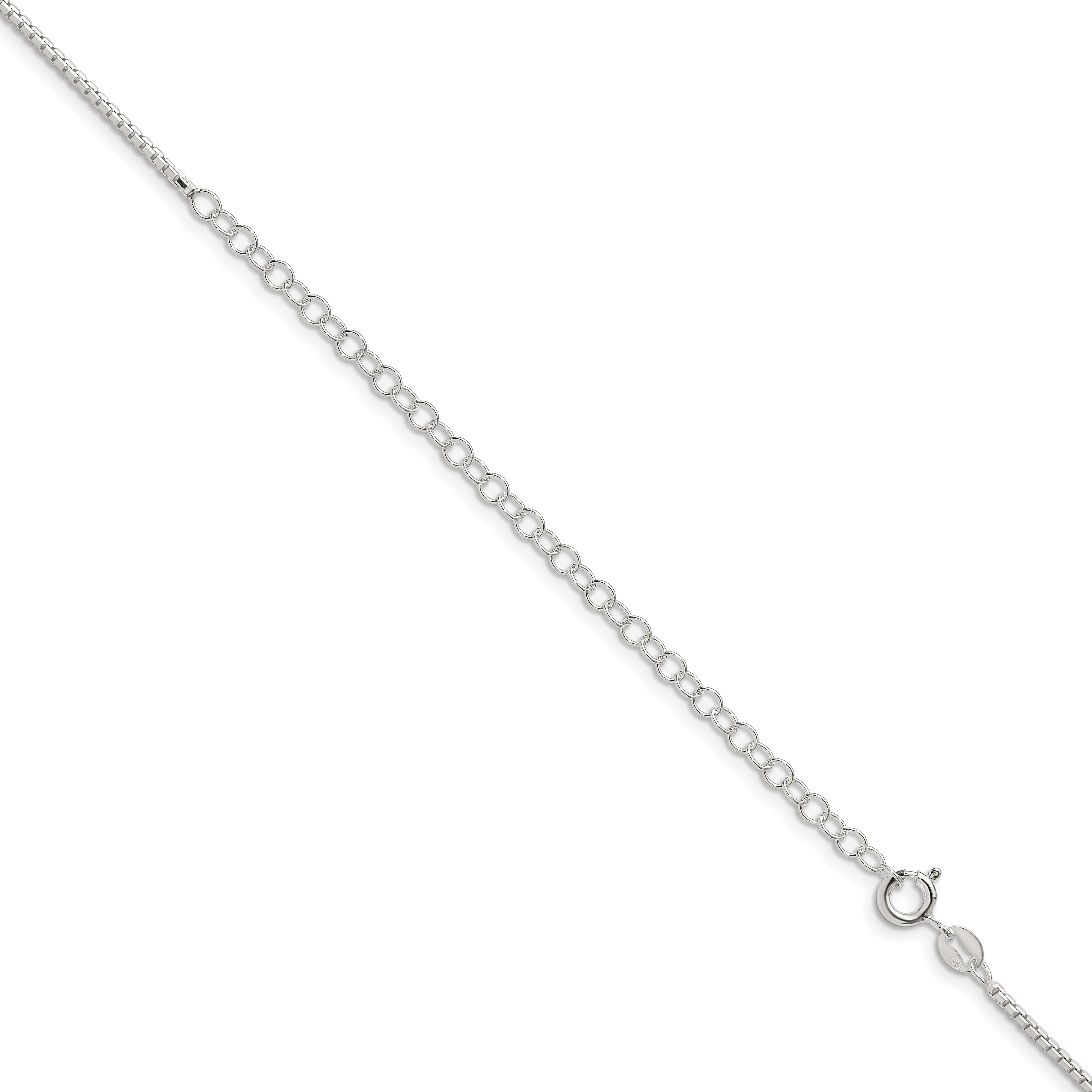 22 Inch Sterling Silver 1.5mm 8 Sided Diamond-Cut Box Chain W/4In Ext.