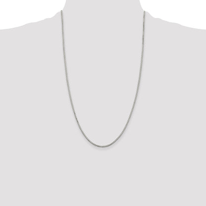 26 Inch Sterling Silver 1.7mm 8 Sided Diamond-Cut Box Chain Necklace