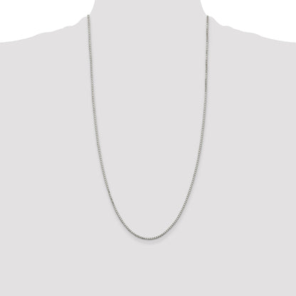 28 Inch Sterling Silver 1.7mm 8 Sided Diamond-Cut Box Chain Necklace