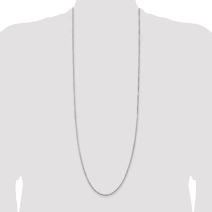 36 Inch Sterling Silver 1.7mm 8 Sided Diamond-Cut Box Chain Necklace