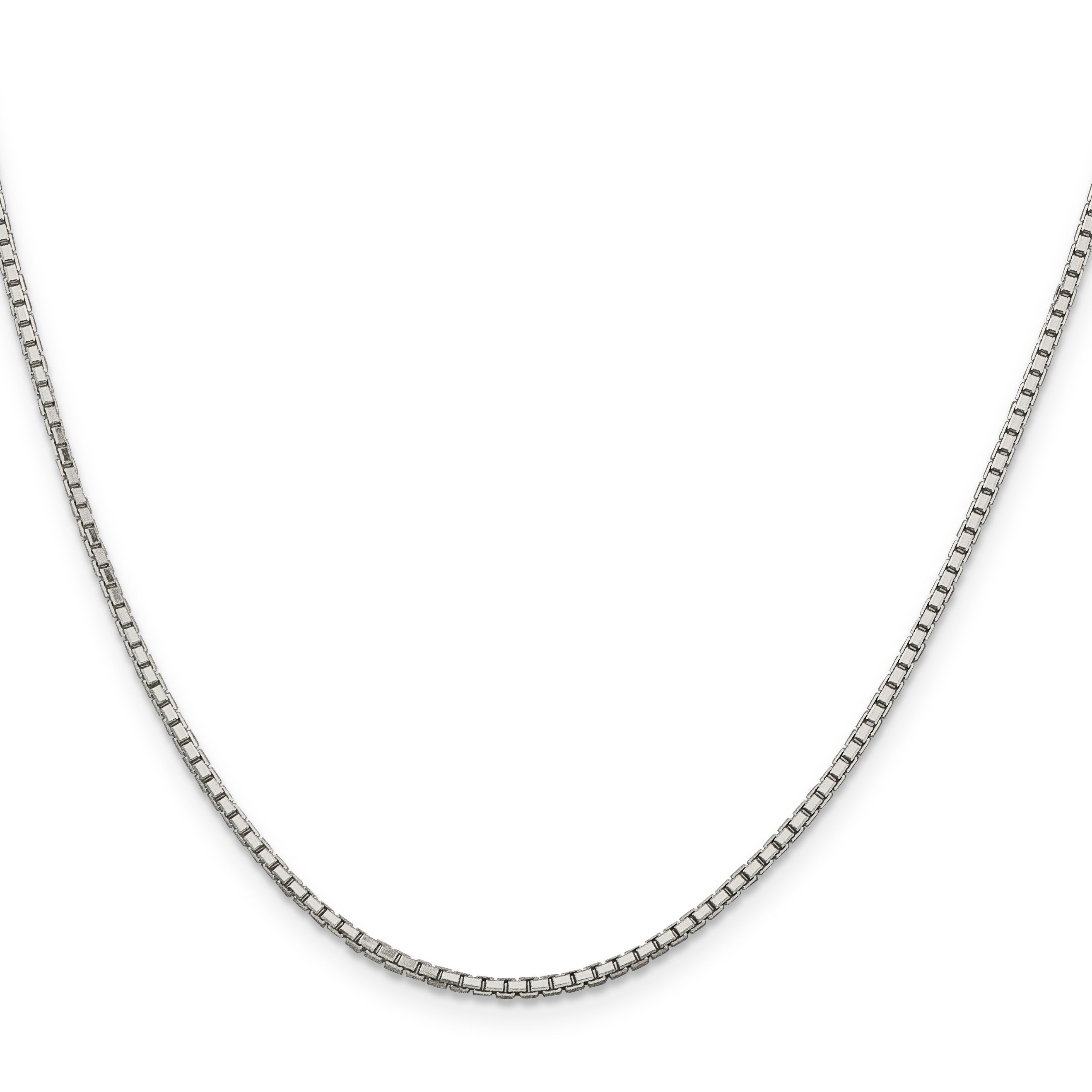 24 Inch Sterling Silver Rhodium-Plated 1.7mm 8 Sided D/C Mirror Box Chain Necklace