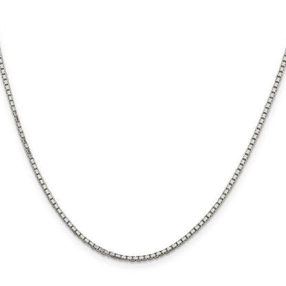 20 Inch Sterling Silver Rhodium-Plated 1.7mm 8 Sided D/C Mirror Box Chain Necklace