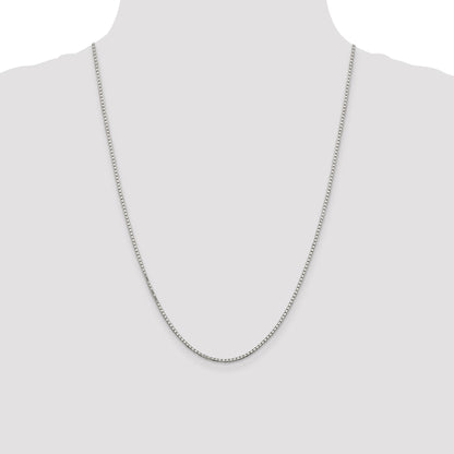 24 Inch Sterling Silver Rhodium-Plated 1.7mm 8 Sided D/C Mirror Box Chain Necklace