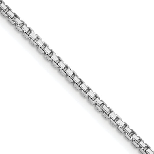 24 Inch Sterling Silver Rhodium-Plated 1.7mm 8 Sided D/C Mirror Box Chain