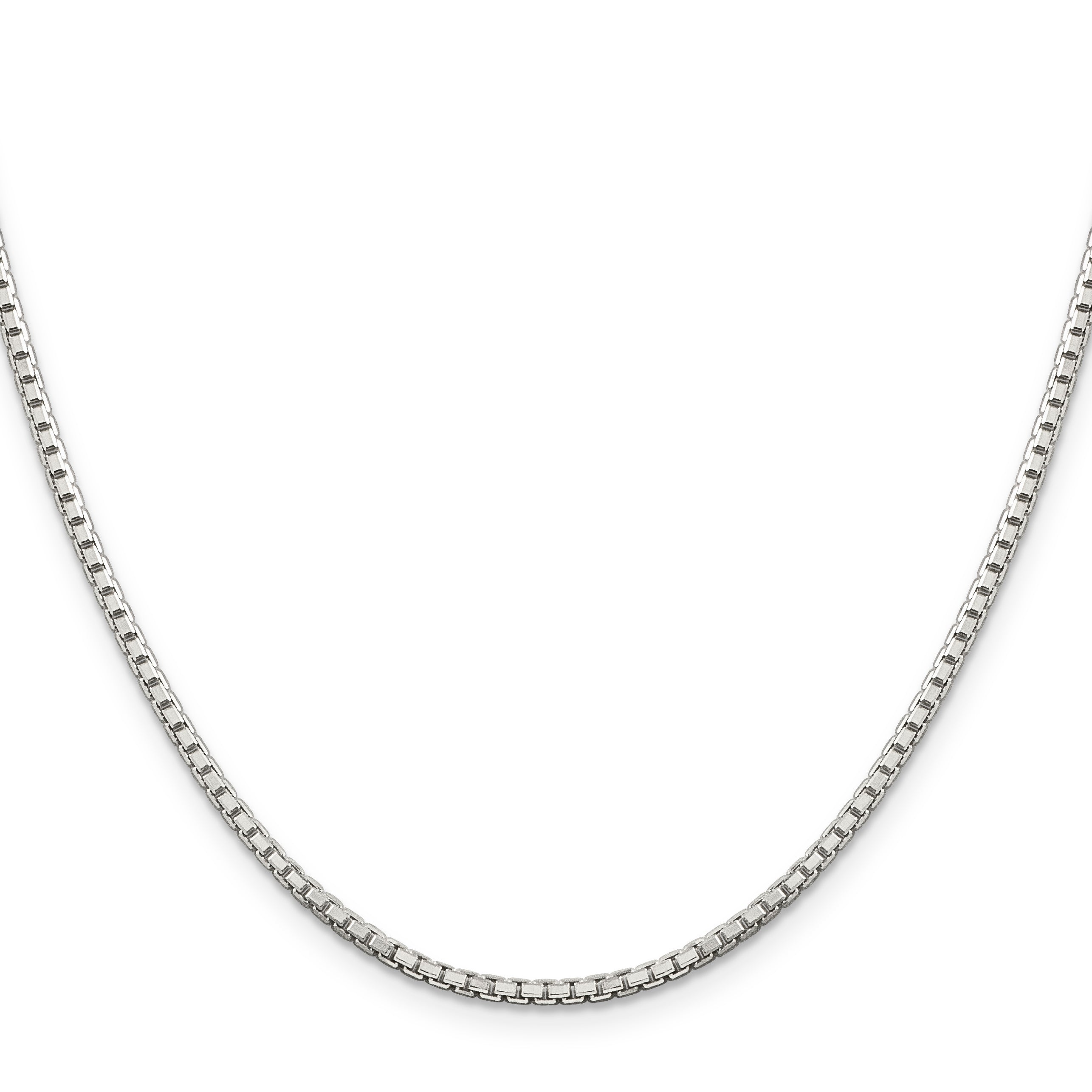16 Inch Sterling Silver 2mm 8 Sided Diamond-Cut Box Chain Necklace