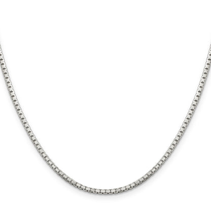 16 Inch Sterling Silver 2mm 8 Sided Diamond-Cut Box Chain Necklace