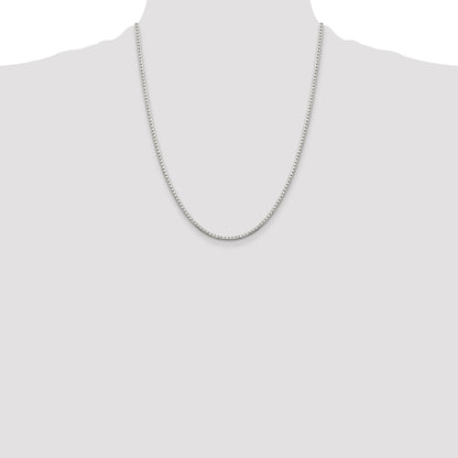 22 Inch Sterling Silver 2mm 8 Sided Diamond-Cut Box Chain Necklace