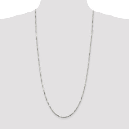 30 Inch Sterling Silver 2mm 8 Sided Diamond-Cut Box Chain Necklace