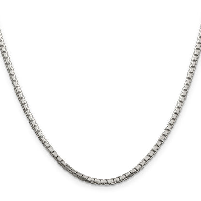 22 Inch Sterling Silver 2.5mm 8 Sided Diamond-Cut Box Chain Necklace