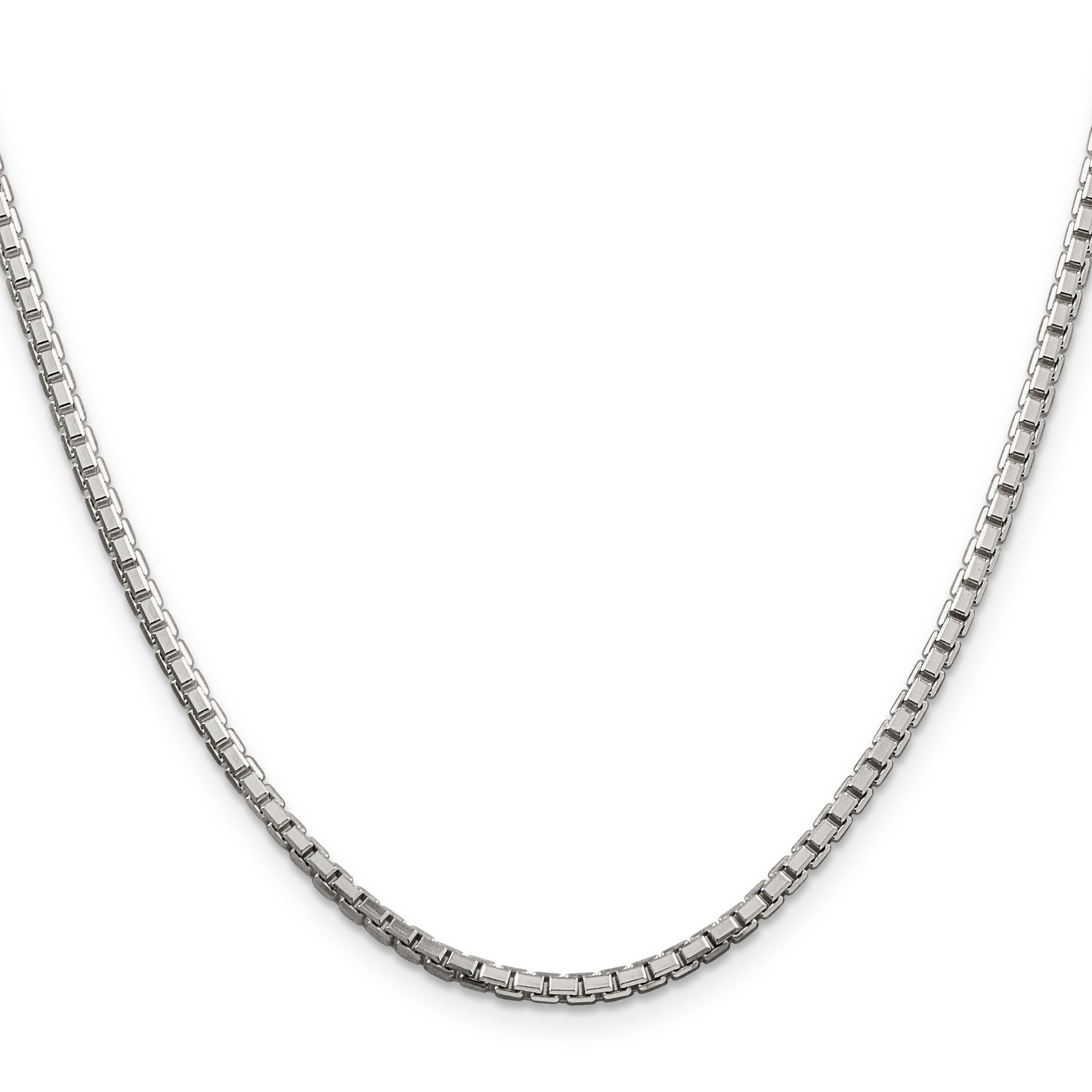 20 Inch Sterling Silver 2.5mm 8 Sided Diamond-Cut Box Chain Necklace