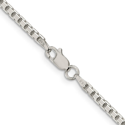 26 Inch Sterling Silver 2.5mm 8 Sided Diamond-Cut Box Chain Necklace