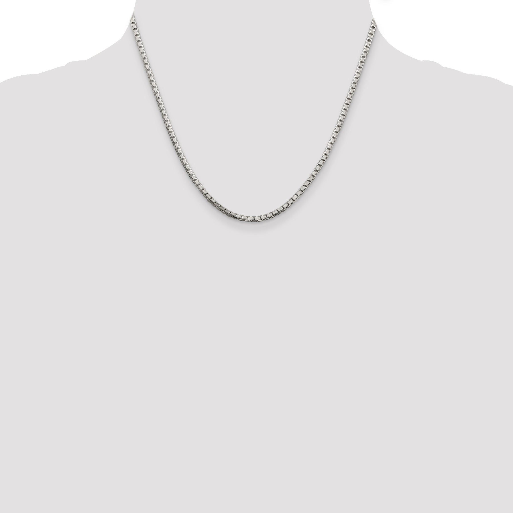 18 Inch Sterling Silver 2.5mm 8 Sided Diamond-Cut Box Chain Necklace