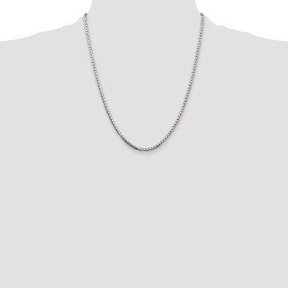 22 Inch Sterling Silver 2.5mm 8 Sided Diamond-Cut Box Chain Necklace