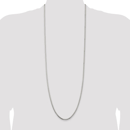 36 Inch Sterling Silver 2.5mm 8 Sided Diamond-Cut Box Chain