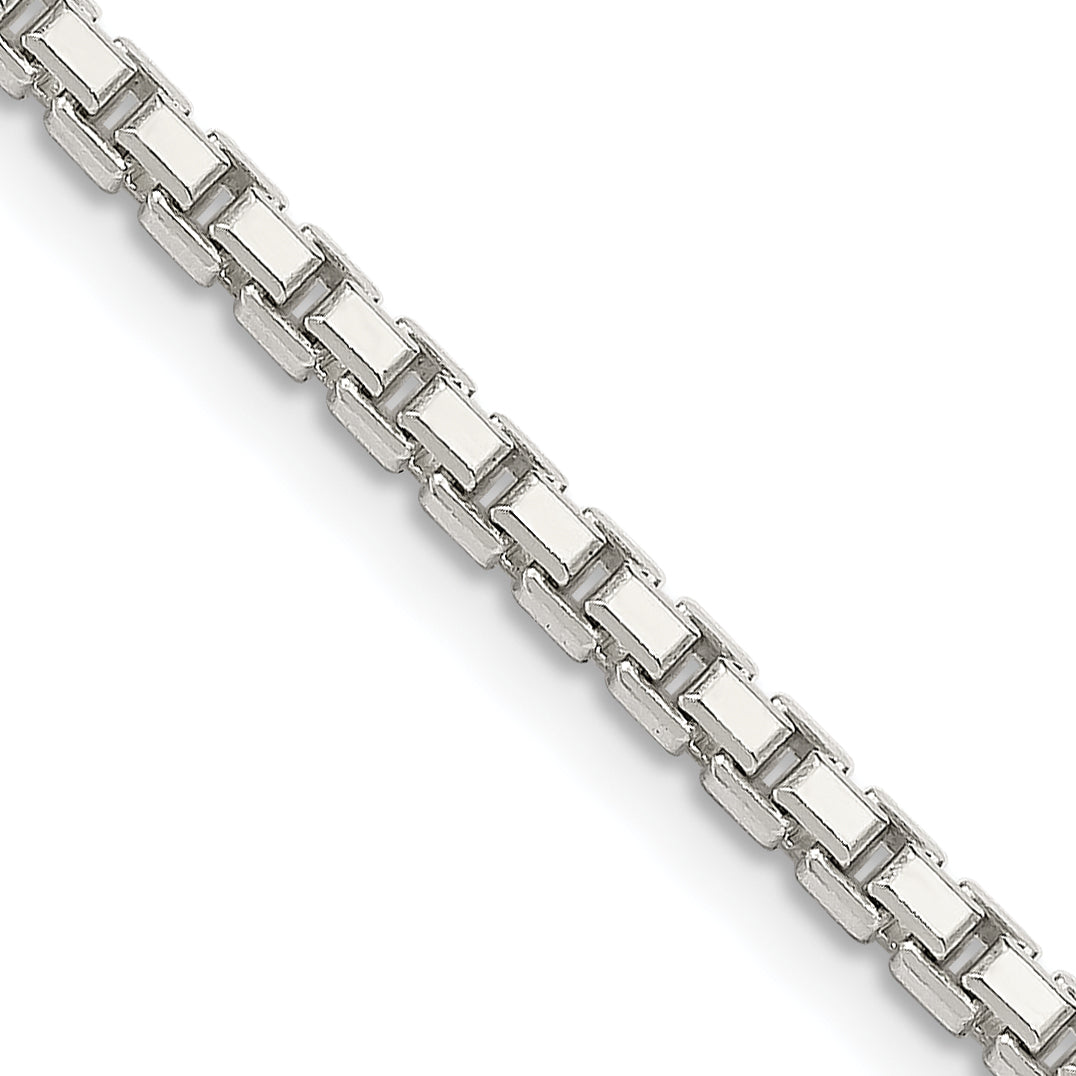 26 Inch Sterling Silver 2.5mm 8 Sided Diamond-Cut Box Chain Necklace