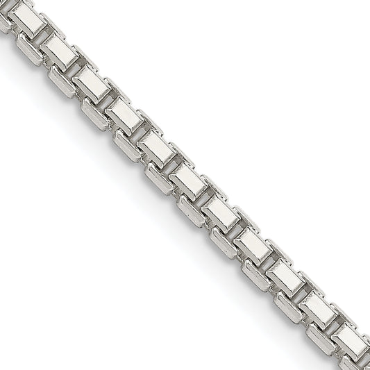 36 Inch Sterling Silver 2.5mm 8 Sided Diamond-Cut Box Chain