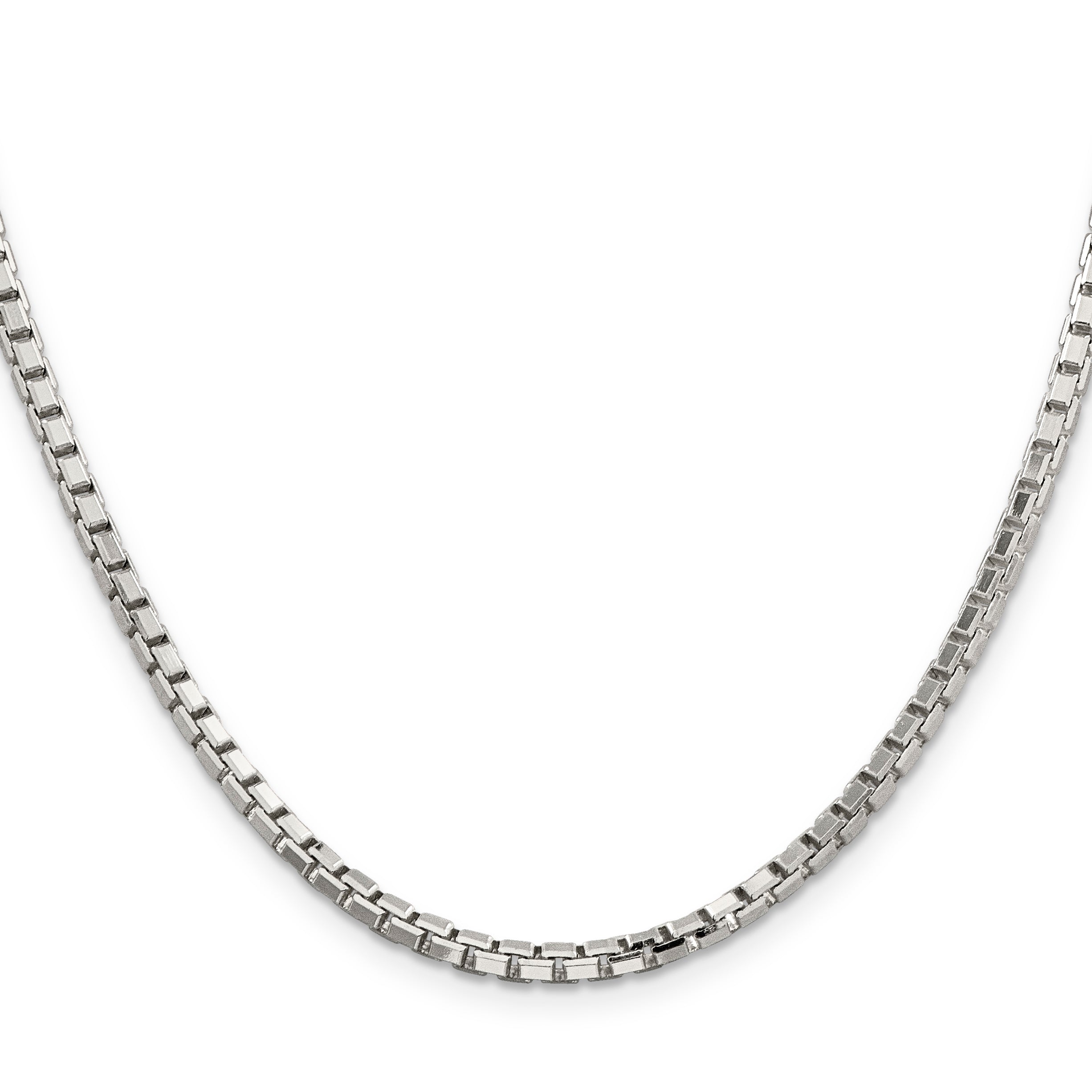 28 Inch Sterling Silver 2.9mm 8 Sided Diamond-Cut Box Chain Necklace