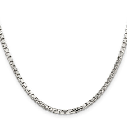 26 Inch Sterling Silver 2.9mm 8 Sided Diamond-Cut Box Chain Necklace