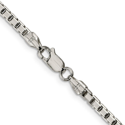 24 Inch Sterling Silver 2.9mm 8 Sided Diamond-Cut Box Chain Necklace