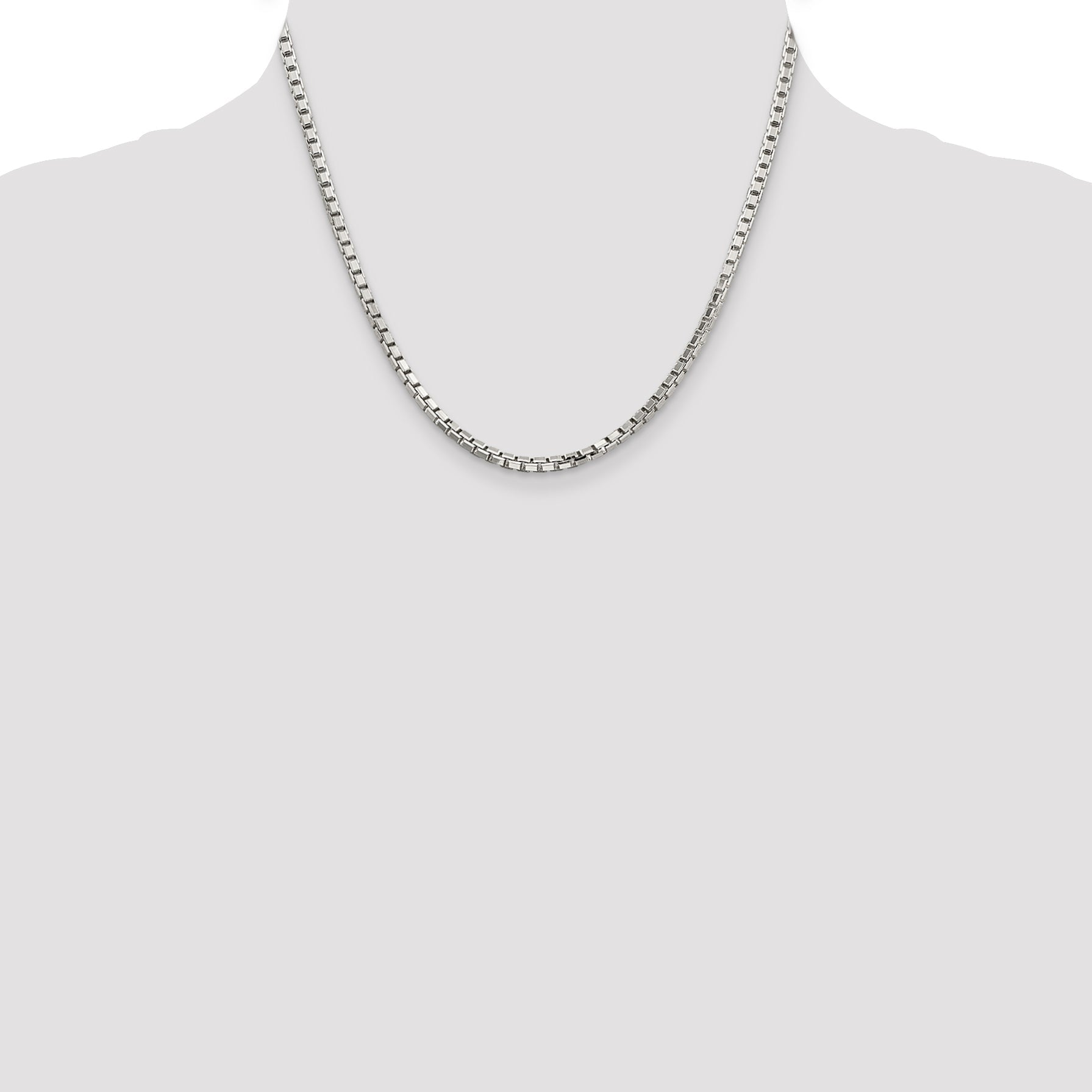 18 Inch Sterling Silver 2.9mm 8 Sided Diamond-Cut Box Chain Necklace