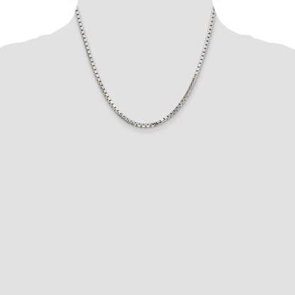 18 Inch Sterling Silver 2.9mm 8 Sided Diamond-Cut Box Chain Necklace