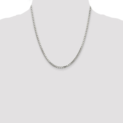 20 Inch Sterling Silver 2.9mm 8 Sided Diamond-Cut Box Chain Necklace