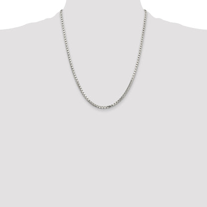 22 Inch Sterling Silver 2.9mm 8 Sided Diamond-Cut Box Chain Necklace