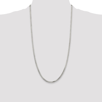 28 Inch Sterling Silver 2.9mm 8 Sided Diamond-Cut Box Chain Necklace