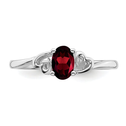 Sterling Silver Rhodium-Plated Garnet Ring