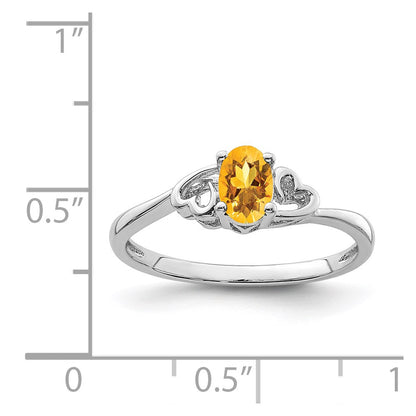 Sterling Silver Rhodium-Plated Citrine Ring
