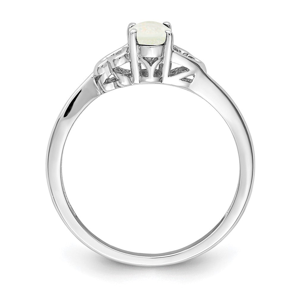 Sterling Silver Rhodium-Plated Created Opal Ring
