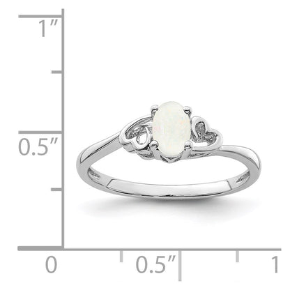 Sterling Silver Rhodium-Plated Created Opal Ring