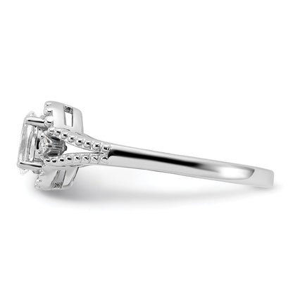 Sterling Silver Rhodium-Plated White Topaz & Diam. Ring