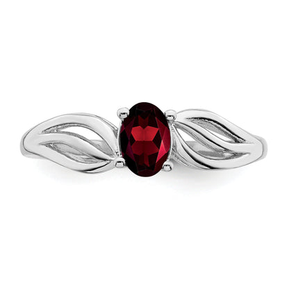 Sterling Silver Rhodium-Plated Garnet Ring