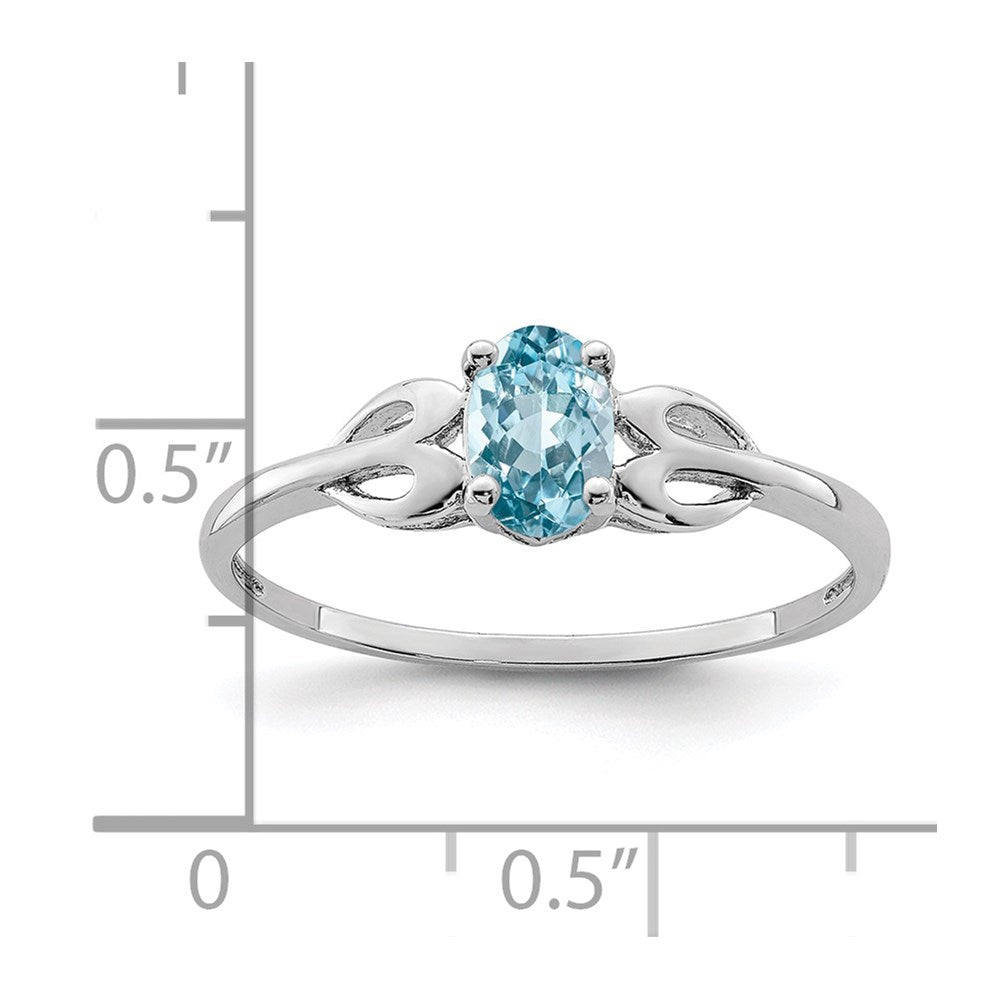 Sterling Silver Rhodium-Plated Light Swiss Blue Topaz Ring