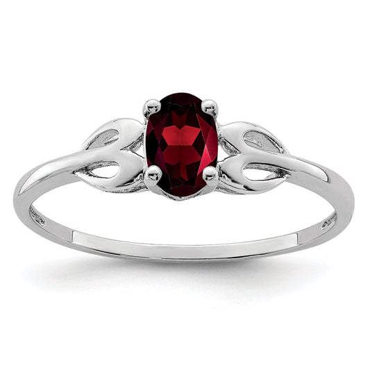 Sterling Silver Rhodium-Plated Garnet Ring