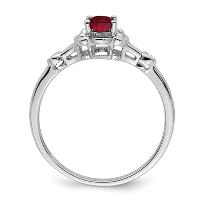 Sterling Silver Rhodium-Plated Created Ruby & Diam. Ring