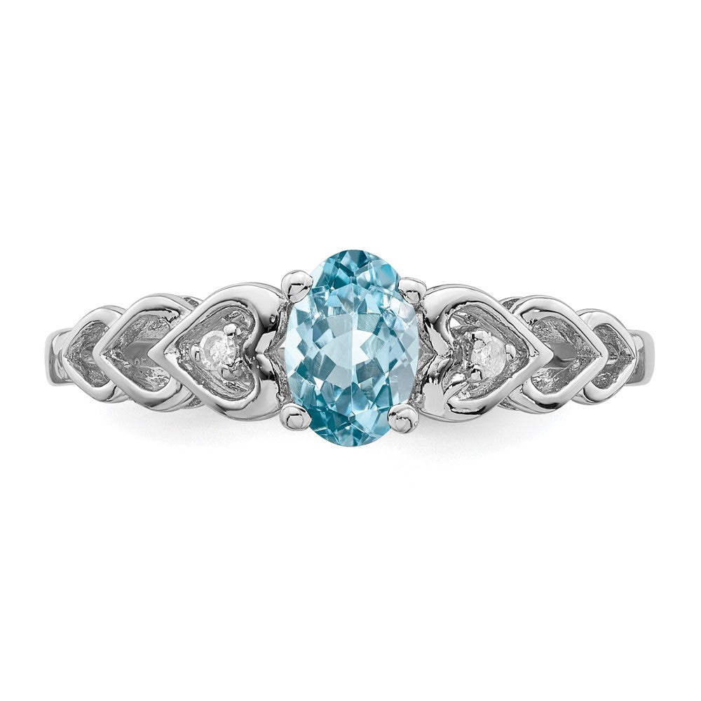 Sterling Silver Rhodium-Plated Swiss Blue Topaz & Diam. Ring