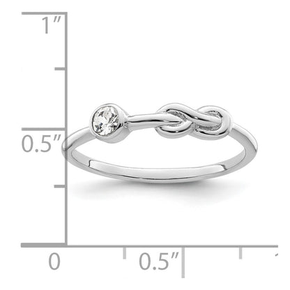Sterling Silver Rhodium-Plated Polished Infinity White Topaz Ring