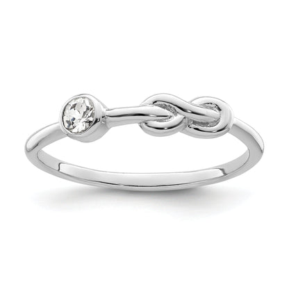 Sterling Silver Rhodium-Plated Polished Infinity White Topaz Ring