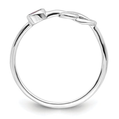Sterling Silver Rh-Plated Polished Circle Rhodolite Garnet Infinity Ring